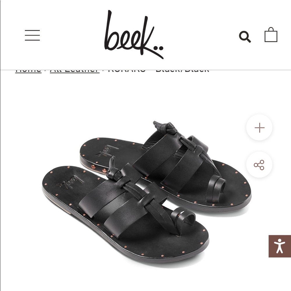 Beek “Kokako” Black Leather Sandals